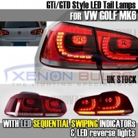 VW GOLF MK6 LED R-DESIGN SEQUENTIAL SWIPE Tail Lights Lamps Set Pair R..